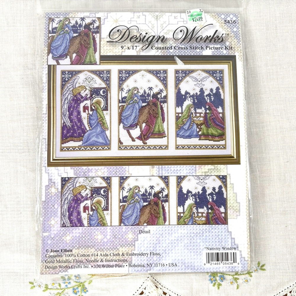 Design Works Nativity Window Cross Stitch Kit Joan Elliott 5436 Christmas 9x17